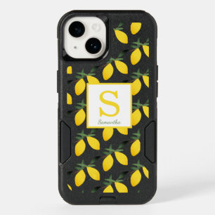 Modern Lemon Citrus Monogram Name OtterBox iPhone 14 Case