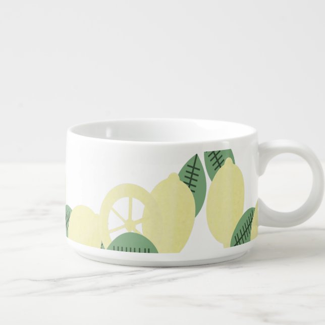 Modern Lemon Citrus Slice Greenery Fruit Bowl (Left)