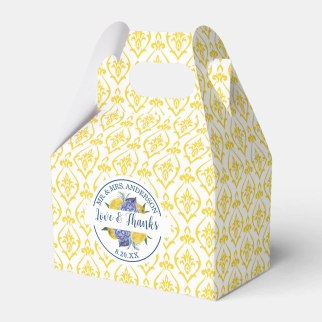 Modern Lemon Citrus Summer Wedding  Favor Boxes (Front Side)