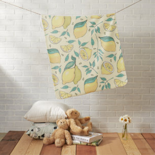 Modern Lemon Citrus Summer yellow Personalised Baby Blanket