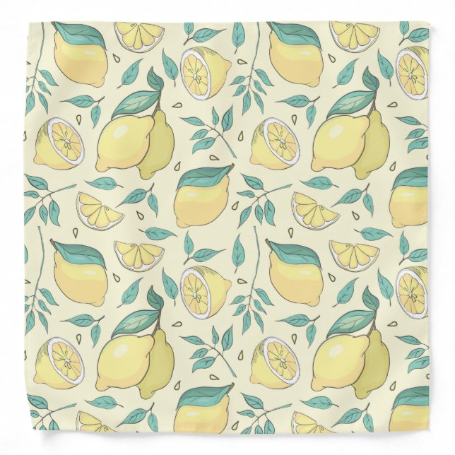 Modern Lemon Citrus Summer yellow Personalised     Bandana (Front)