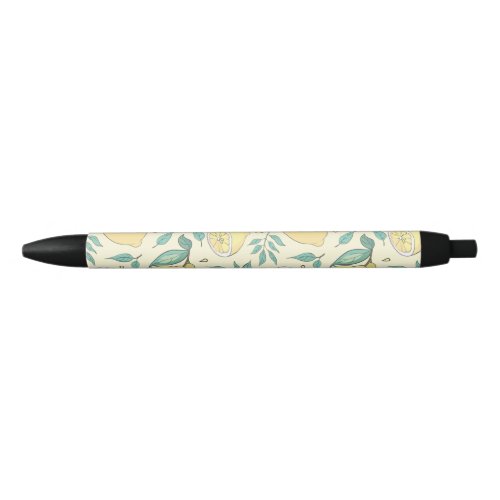 Modern Lemon Citrus Summer yellow Personalised    Black Ink Pen