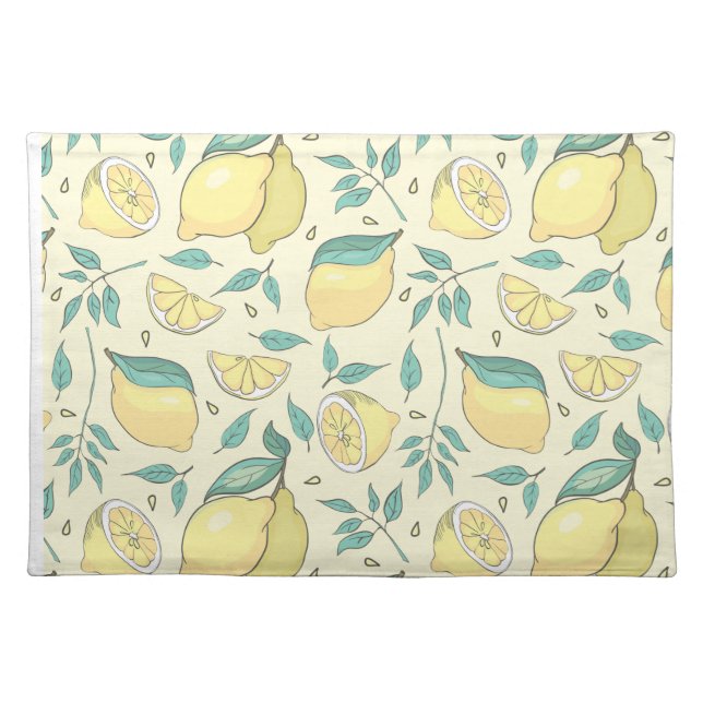 Modern Lemon Citrus Summer yellow Personalised    Cloth Placemat (Front)