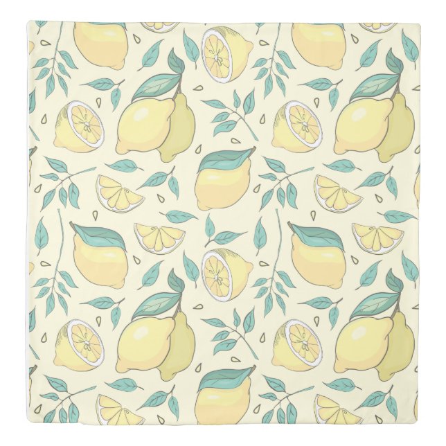 Modern Lemon Citrus Summer yellow Personalised     Duvet Cover (Front)