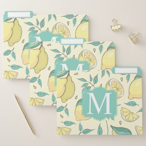 Modern Lemon Citrus Summer yellow Personalised  Fi File Folder