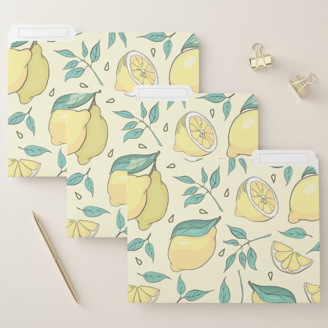 Modern Lemon Citrus Summer yellow Personalised  Fi File Folder (Set)