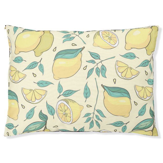 Modern Lemon Citrus Summer yellow Personalised     Pet Bed (Front)