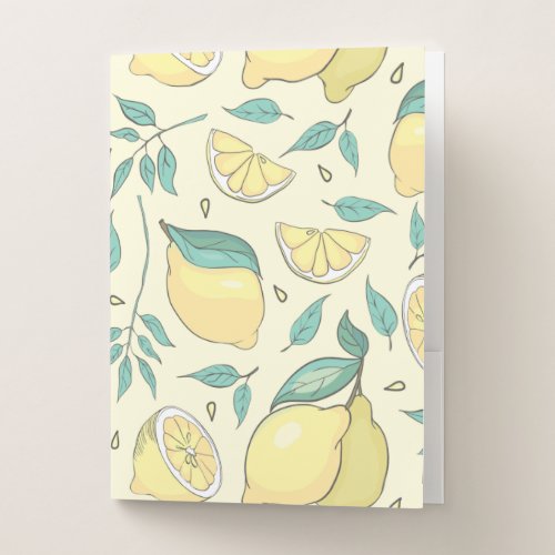 Modern Lemon Citrus Summer yellow Personalised  Po Pocket Folder