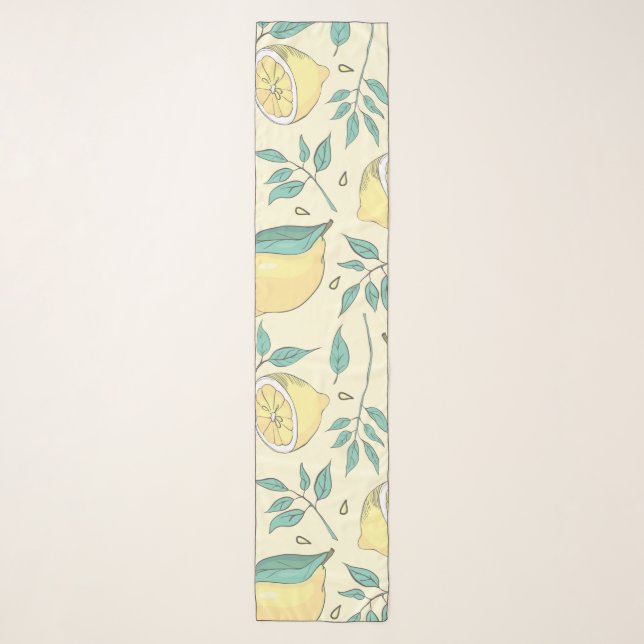 Modern Lemon Citrus Summer yellow Personalised  Scarf (Front)