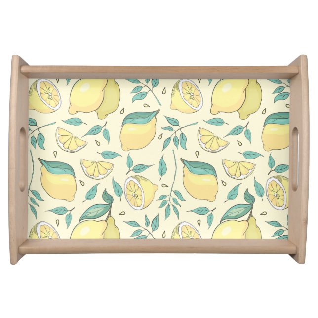 Modern Lemon Citrus Summer yellow Personalised    Serving Tray (Front)