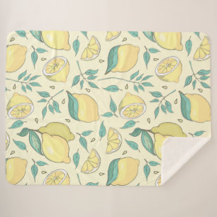 Modern Lemon Citrus Summer yellow Personalised Sherpa Blanket