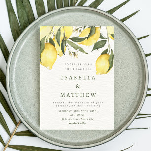 Modern Lemon Elegant Mediterranean Wedding Invitation