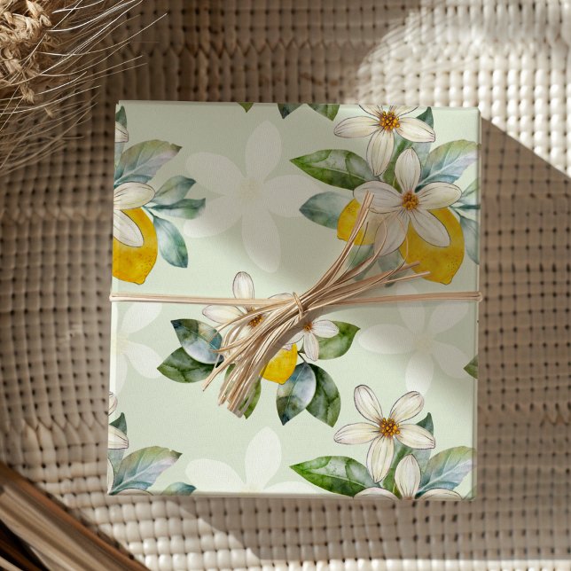 Modern Lemon floral Citrus Wedding  Wrapping Paper Sheets (Creator Uploaded)