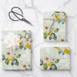 Modern Lemon floral Citrus Wedding  Wrapping Paper Sheets<br><div class="desc">Modern and pretty design featuring lemons,  white flowers and sage leaves,  all painted in watercolor. Perfect giftwrap for wedding,  anniversary and bridal shower gifts.</div>