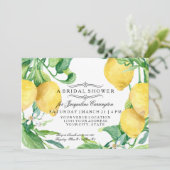 Modern Lemon Floral Flower Blossom Bridal Shower Invitation (Standing Front)