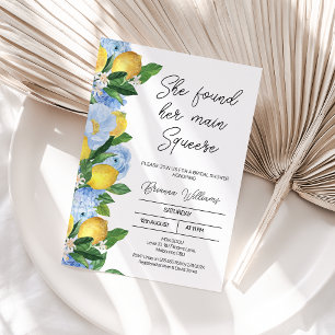 Modern Lemon Floral Main Squeeze Bridal Shower Invitation
