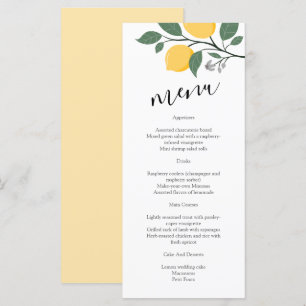 Modern Lemon Foliage Calligraphy Wedding Menu