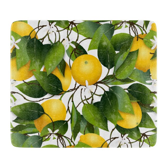 Modern Lemon Fruit Pattern Cutting Board (Front)