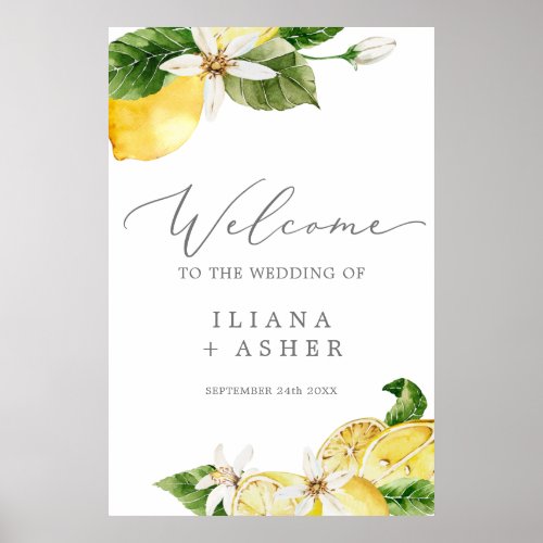 Modern Lemon Garden 24x36 Wedding Welcome Poster