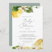 Modern Lemon Garden Baby Shower Invitation