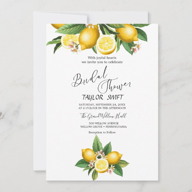 Modern Lemon Garden | Bridal Shower Invitation (Front)