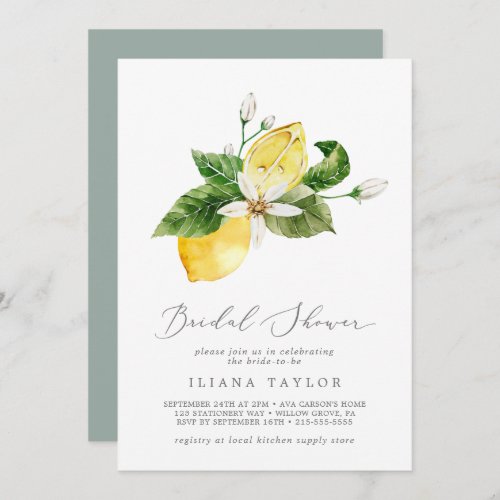 Modern Lemon Garden Bridal Shower Invitation