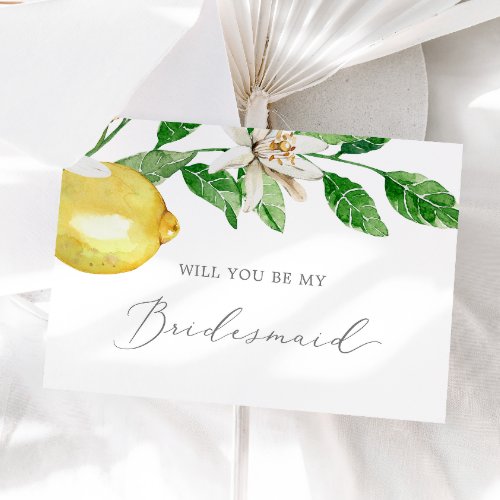 Modern Lemon Garden Bridesmaid Proposal Card