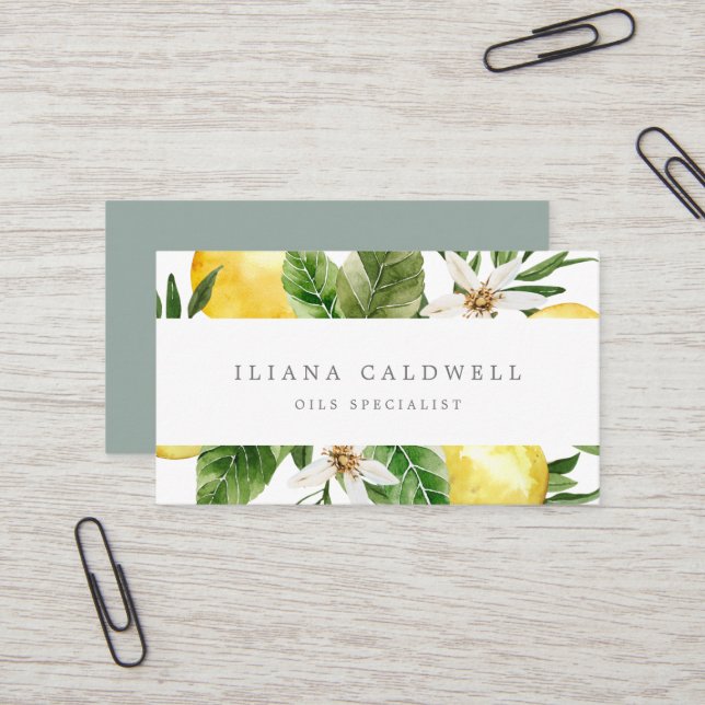Modern Lemon Garden Business Card (Front/Back In Situ)