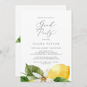 Modern Lemon Garden Grad Party Invitation