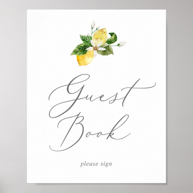 Modern Lemon Garden Guest Book Sign (Front)