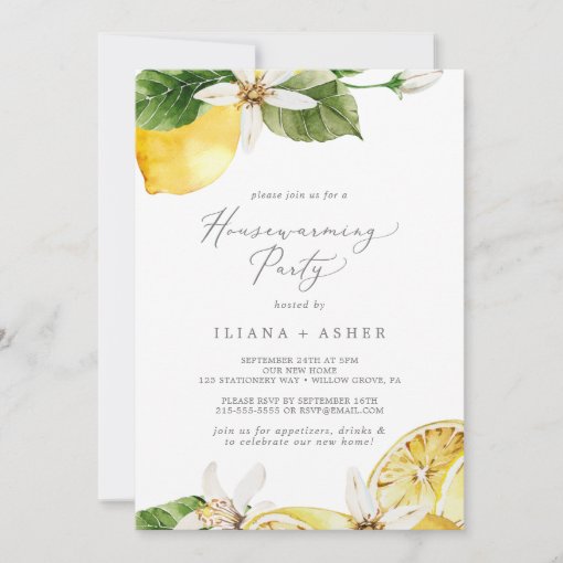 Modern Lemon Garden Housewarming Party Invitation | Zazzle