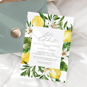 Modern Lemon Garden Let's Celebrate Invitation