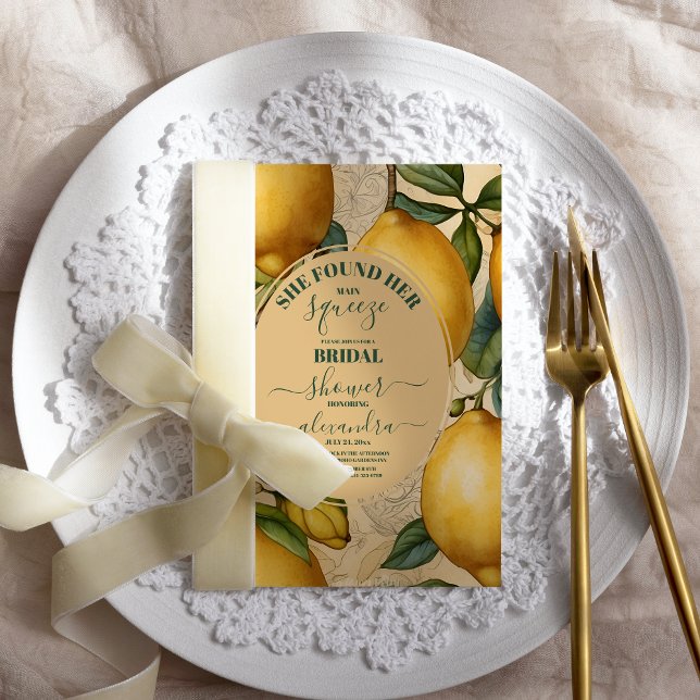 Modern Lemon Garden Main Squeeze Bridal Shower Invitation (Creator Uploaded)
