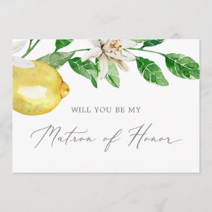 Modern Lemon Garden Matron of Honor Proposal Card