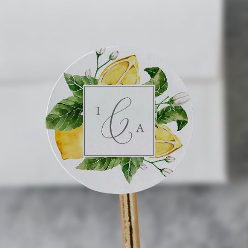 Modern Lemon Garden Monogram Wedding Envelope Seal