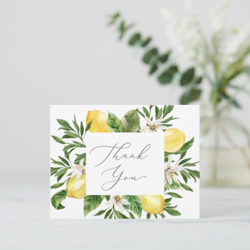 Modern Lemon Garden Thank You Postcard | Zazzle