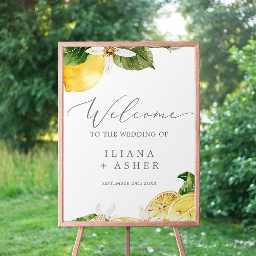 Modern Lemon Garden Vertical Wedding Welcome Poster