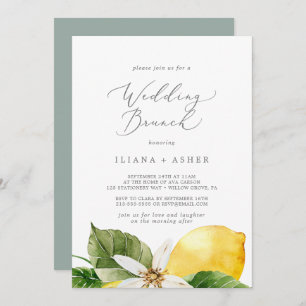 Modern Lemon Garden Wedding Brunch Invitation