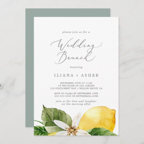 Modern Lemon Garden Wedding Brunch Invitation