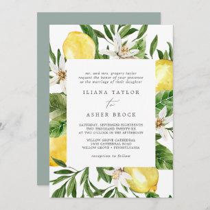 Modern Lemon Garden Wedding Invitation