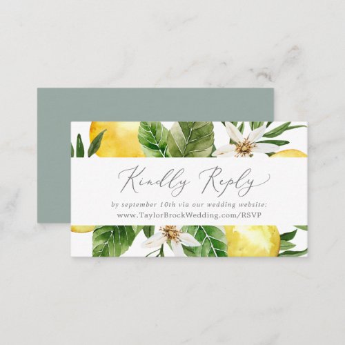 Modern Lemon Garden Wedding Website RSVP Enclosure Card