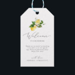 Modern Lemon Garden Wedding Welcome Gift Tags<br><div class="desc">These modern lemon garden wedding welcome gift tags are perfect for a spring or summer wedding. The rustic mediterranean design features bright and beautiful watercolor lemons with bohemian white flowers and elegant green leaves. Personalize the tags with the location of your wedding, a short welcome note, your names, and wedding...</div>