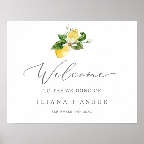 Modern Lemon Garden Wedding Welcome Poster