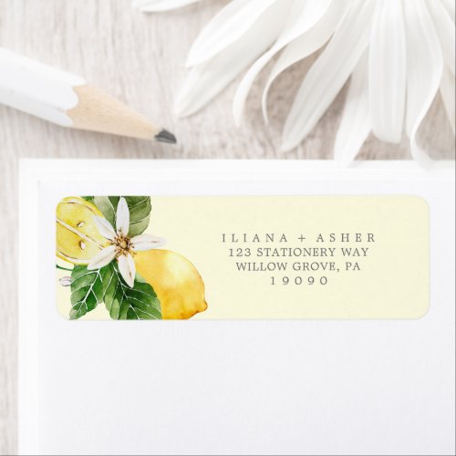Modern Lemon Garden  Yellow Return Address Label