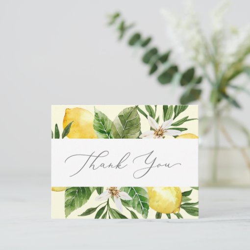 Modern Lemon Garden | Yellow Thank You Card | Zazzle
