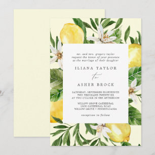 Modern Lemon Garden Yellow Wedding Invitation