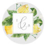 Modern Lemon | Gray Monogram Wedding Envelope Seal