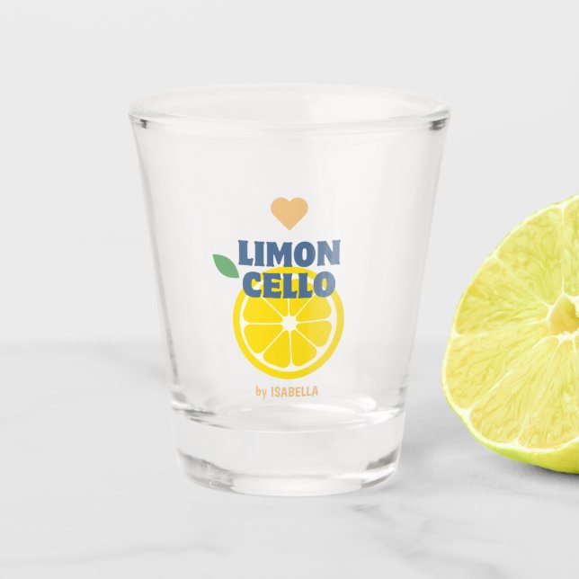 Modern Lemon Heart Limoncello Favor Gift Merch Shot Glass (Front)