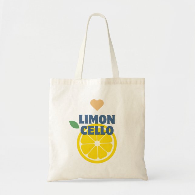 Modern Lemon Heart Limoncello Favor Gift Merch Tote Bag (Front)
