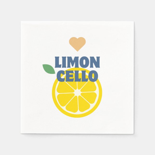 Modern Lemon Heart Limoncello White  Napkins (Front)